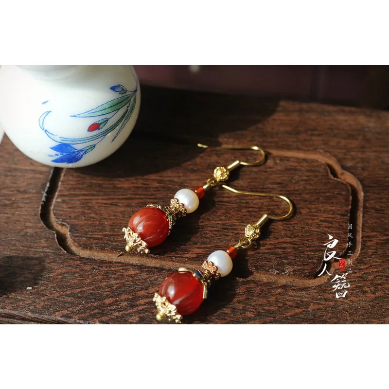 Classical Earrings Imitation Kingfisher Enamel Cheongsam Ear Hook Drop Clip Vintage Handmade Daily Wear Jewelry Gift for Women