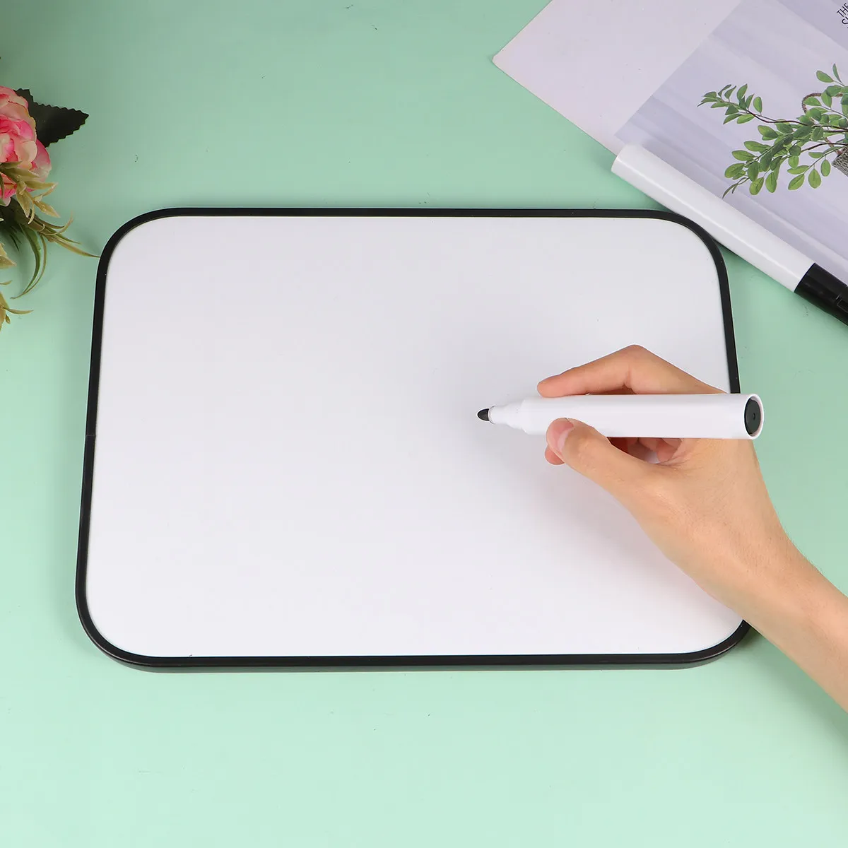 1Pcs Magnetic Writing Board for Learning Name Writing Drawing Erasable Plastic Metal Whiteboard Hanging Message Board Home