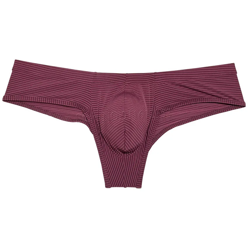 Slip boxer da uomo a righe Intimo bikini sottile in seta di ghiaccio Intimo maschile Cuecas Boxer Mini Enhance Pouch Box