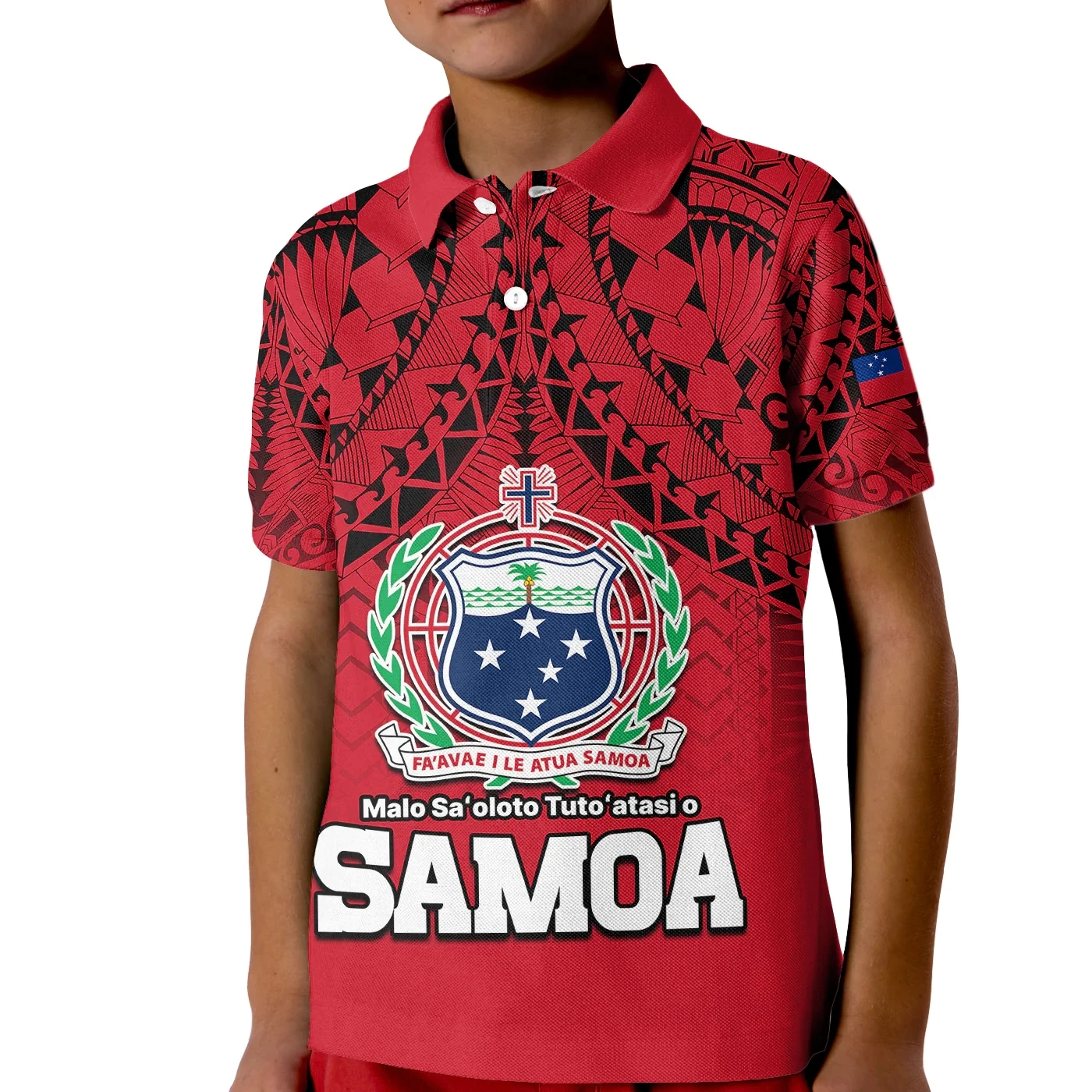 Custom Personalised Polynesian Independent State of Samoa Gradient Kid Polo Shirt 3D Print Polo Shirts Boys Girl Summer Tees