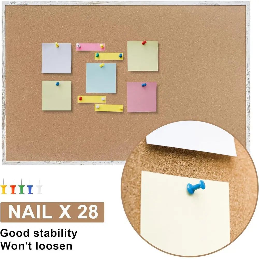 Large 48x32 White Framed Cork Board - Wall Mountable Message Center with 28 Pins