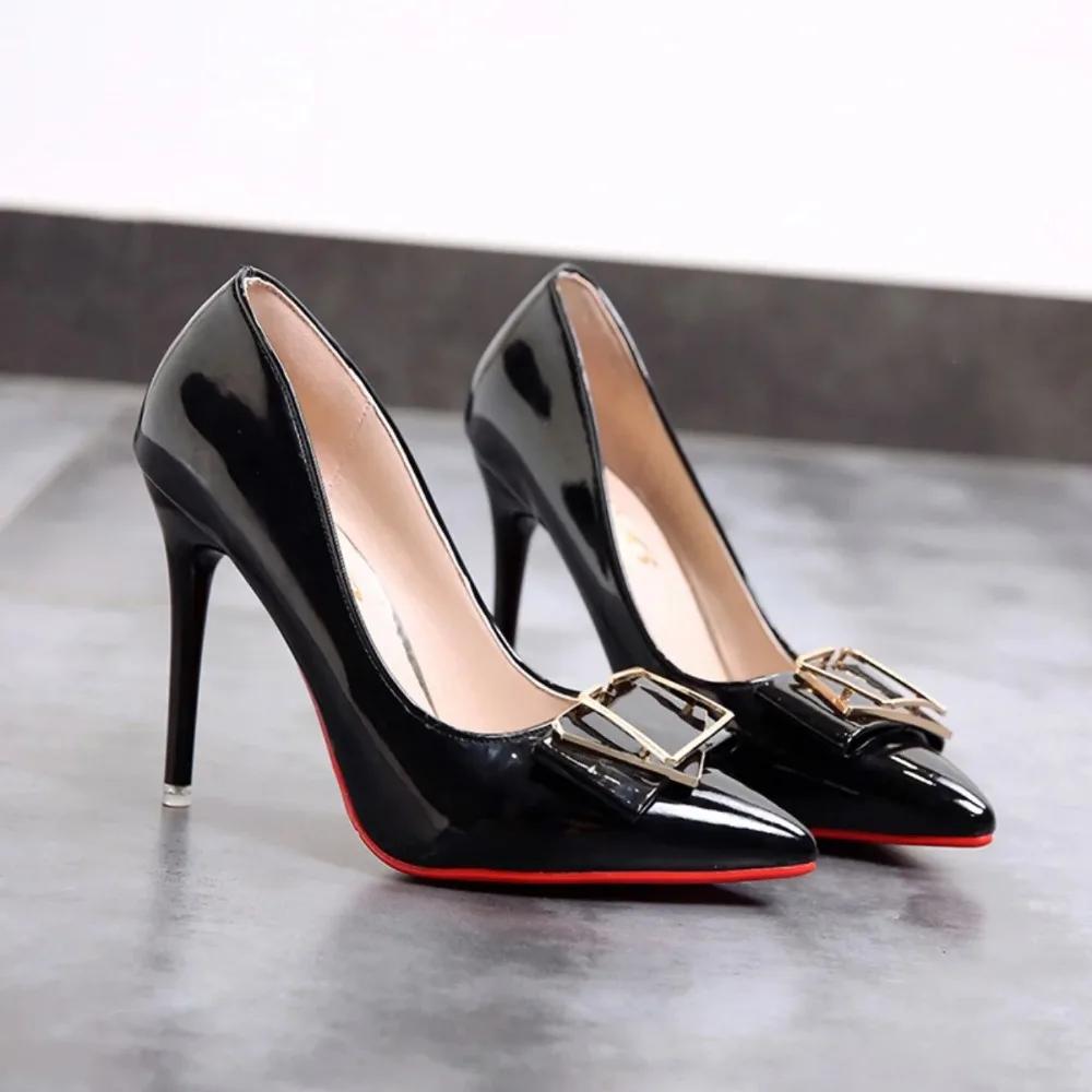 Fashion Sexy Women Pumps New Pointed Toe Shallow Mouth Red Bottom High Heels Women Office Black Heels Plus Size Zapatos De Mujer