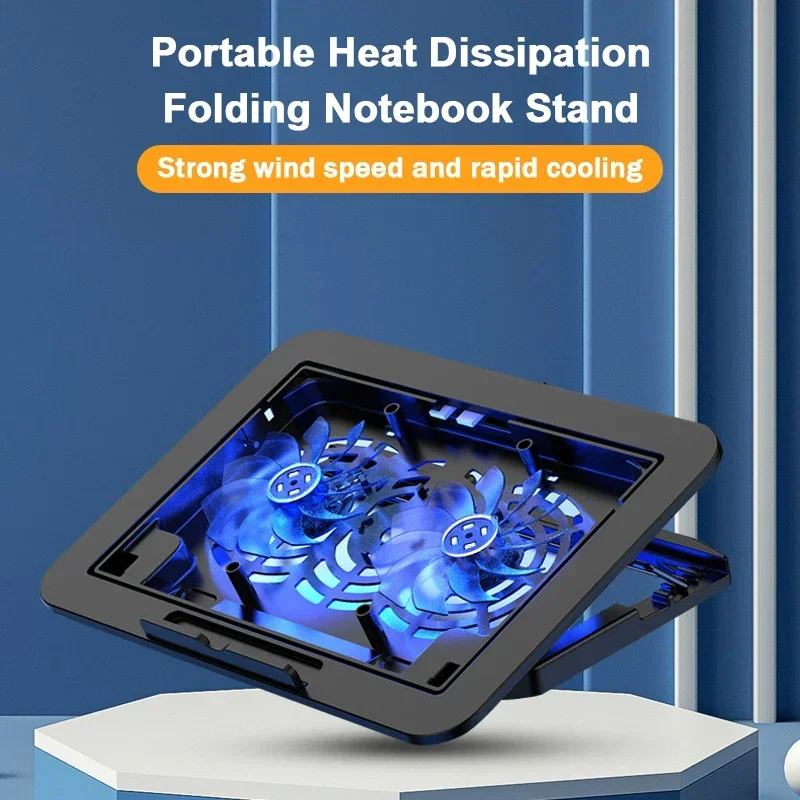 Imagem -01 - Almofada de Refrigeração Ajustável para Gaming Laptop Notebook Cooler Altura Velocidade do Vento Tamanho Grande 1200 Rpm Fãs 1217 almofada de refrigeracao ajustavel para gaming laptop notebook cooler altura velocidade do vento tamanho grande 1200 rpm fas 1217 01