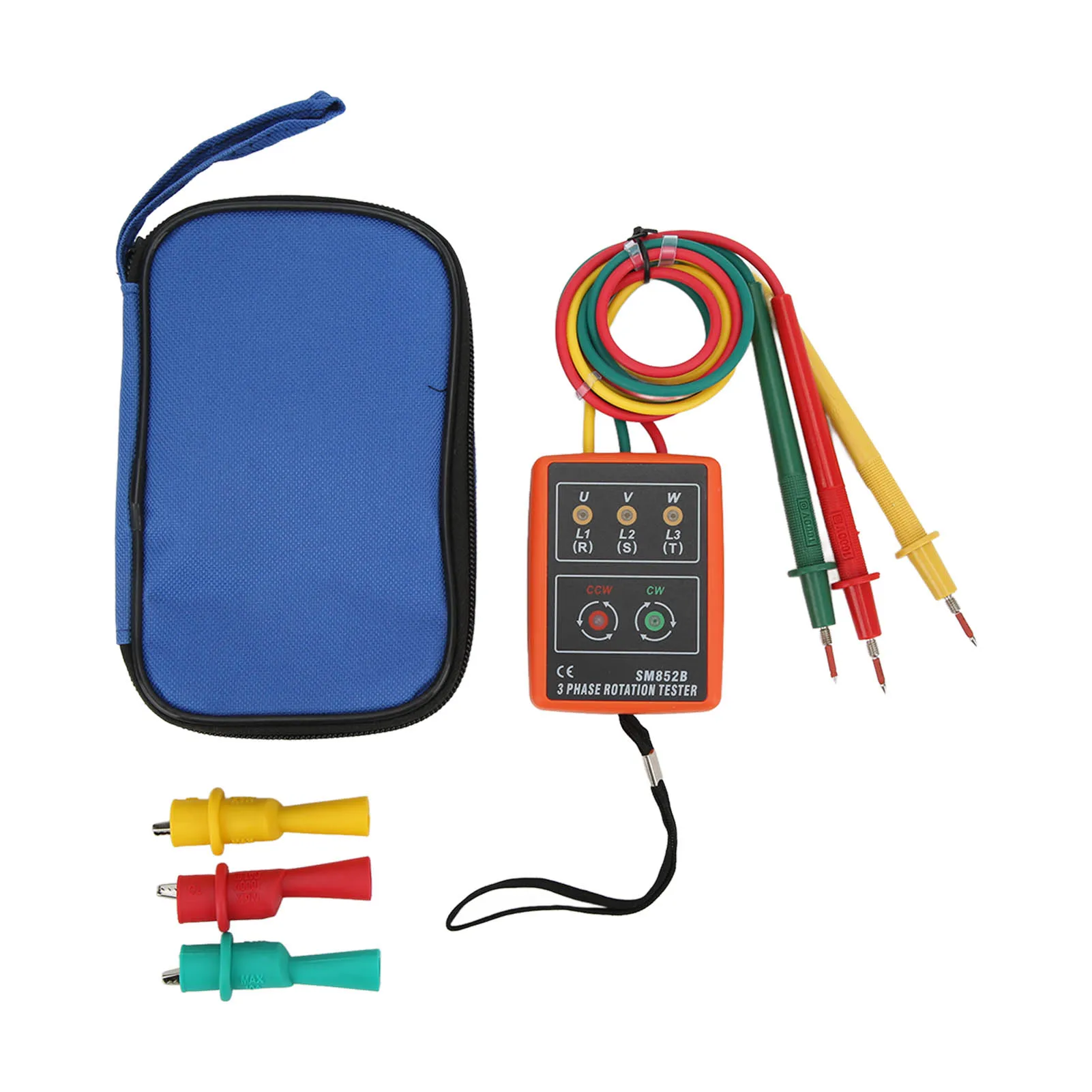 SM852B Three-Phase Rotation Tester Digital Three-Phase Rotation Detector Portable Wide-Range AC Tester AC 60~600V