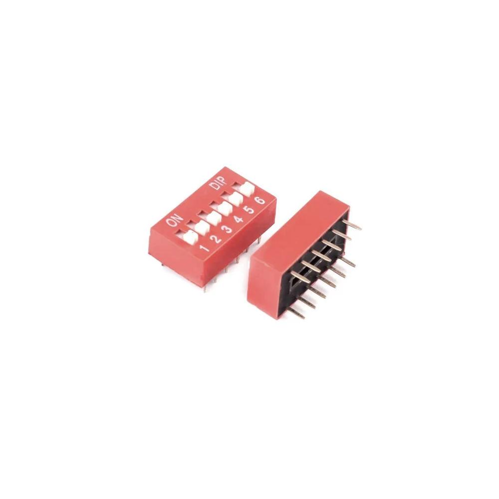 45PCS/Box Dip Switch Kit 1/2/3/4/5/6/7/8/9P Pitch 2.54mm Toggle Switch Red Snap Switches Mixed Kit Each 5PCS Combination Set