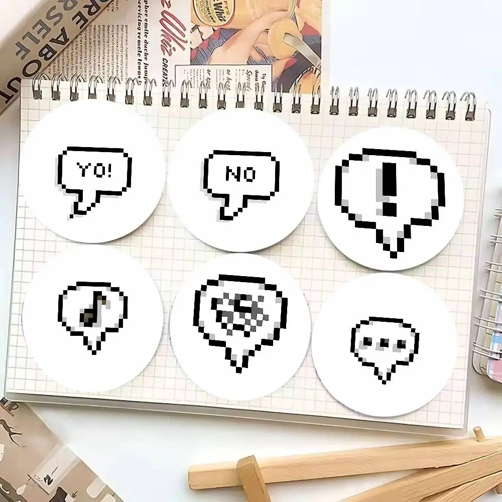 Funny Pixel Text  Badge Metal Brooch for Bag Clothes Bubble Design Fashion Badge Brooch Gift