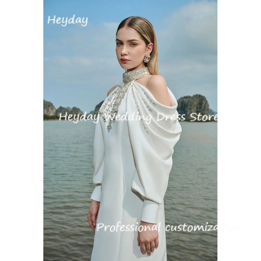 Heyday Crepe Halter Floor-length Dresses A-Line Diamond Classics Draped Formal Occasion Evening Party Pretty Dresses 2024