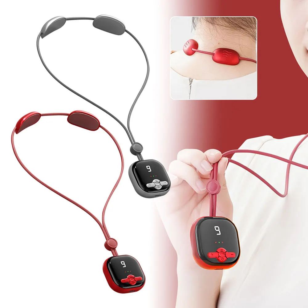 

НОВЫЙ мини-подвесной массажер для шеи, портативный стимулятор мышц, горячий компресс, импульсный массажер для шеи, перезаряжаемый массажер для шейного отдела позвоночника