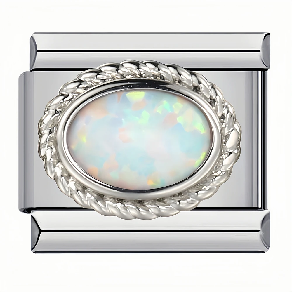 Bunte Zirkonia-Modulare Anhänger mit Geburtssteinen, passend für 9-mm-Armbänder, Edelstahlschmuck, DIY-Geschenke – Detail 14
