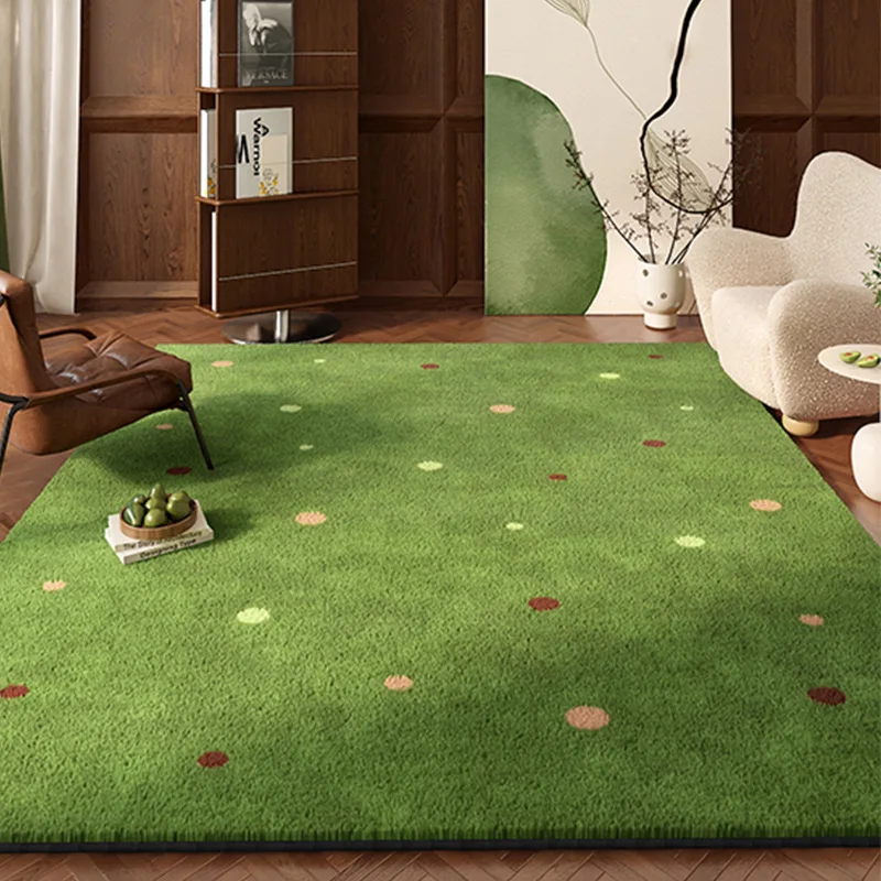 Retro living room carpet green polka dot home large area sofa coffee table blanket bedroom bedside non-slip floor mat