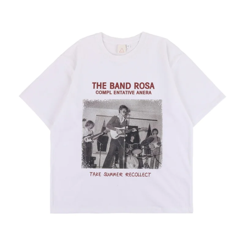 Męska koszulka oversize z nadrukiem w stylu hip-hopowym, luźny krój, modna koszulka na lato, casualowa koszulka o luźnym kroju.