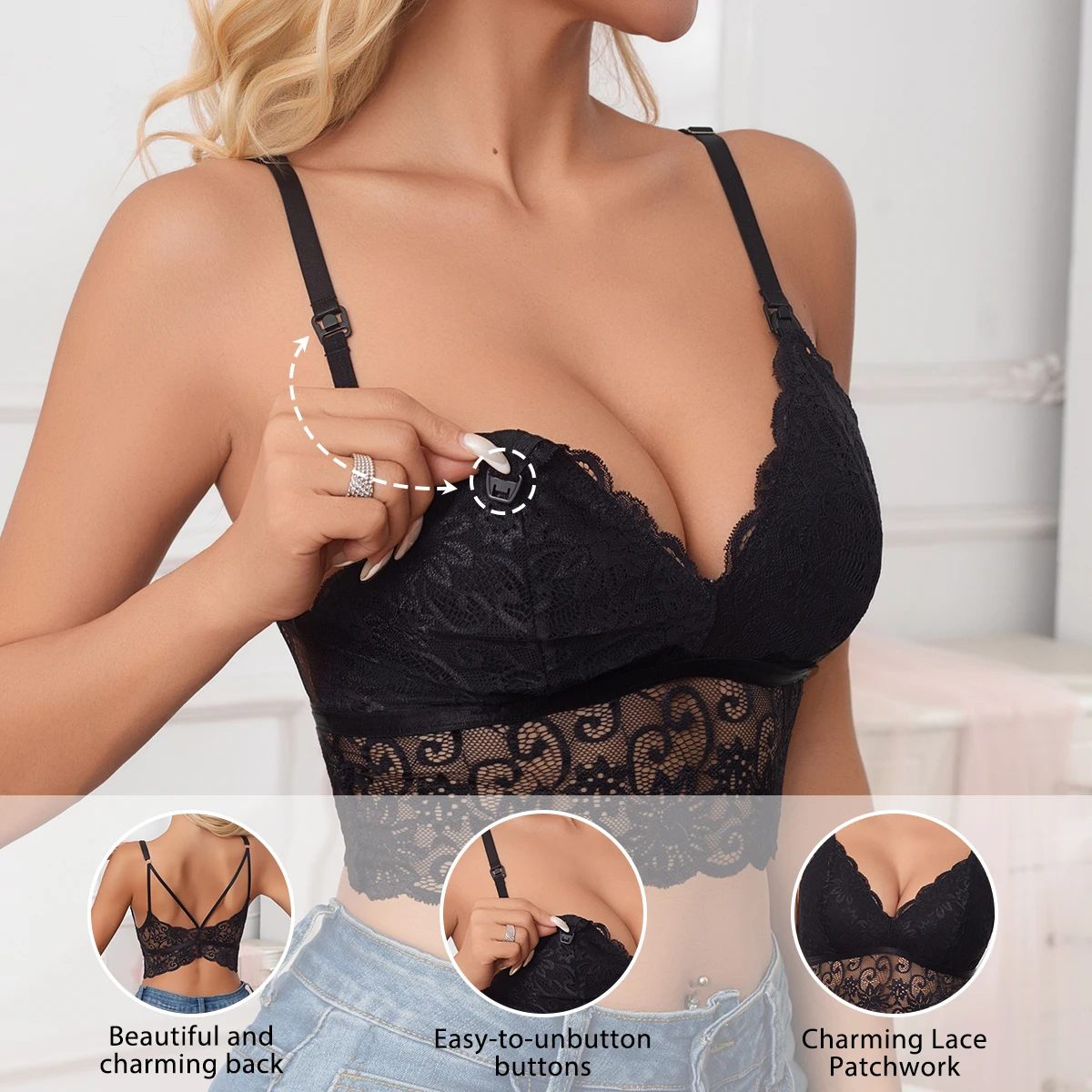 

Высококачественный бюстгальтер для кормящих мам с передней застежкой, сексуальный кружевной бюстгальтер для беременных и кормящих женщин