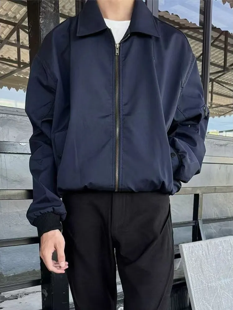 

Осеннее мужское бейсбольное пальто Pilot Jaet Cool Haome с отложным воротником, рабочая одежда, верхняя одежда синего цвета в американском стиле, свободная посадка