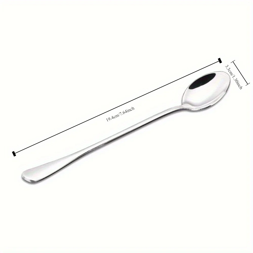4pcs Long Handle Ice Spoon Stainless Steel Spoon Ice Tip Spoon Coffee Spoon Ice Round Spoon Honey Spoon Mixing Spoon Mug Spoon