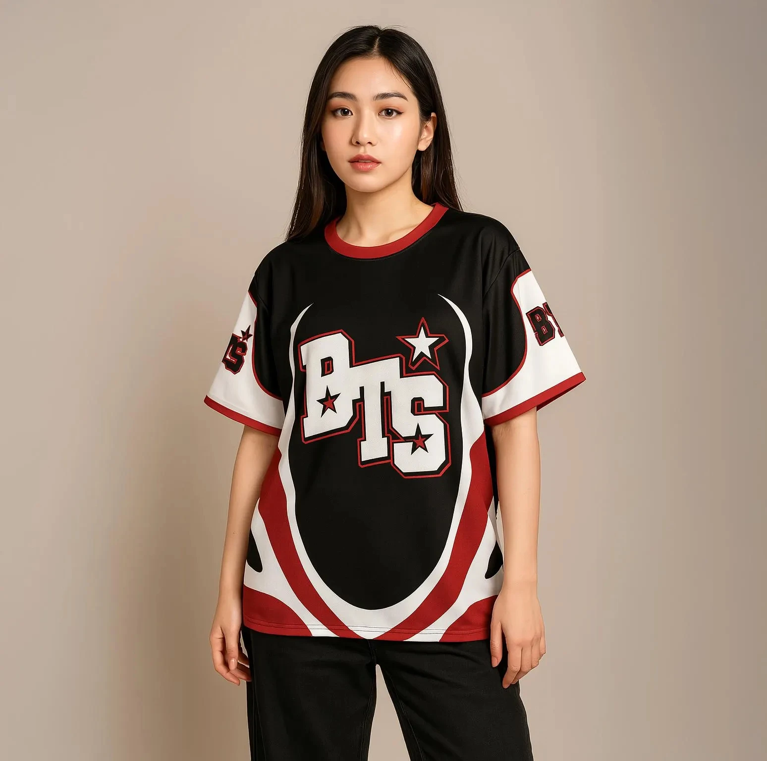 أرقام نمط كوريا K-Pop جيرسي اختر الأعضاء! تي شيرت للجنسين قابل للتنفس وسريع الجفاف وناعم وقابل للتمدد ومريح وأنيق مقاس كبير