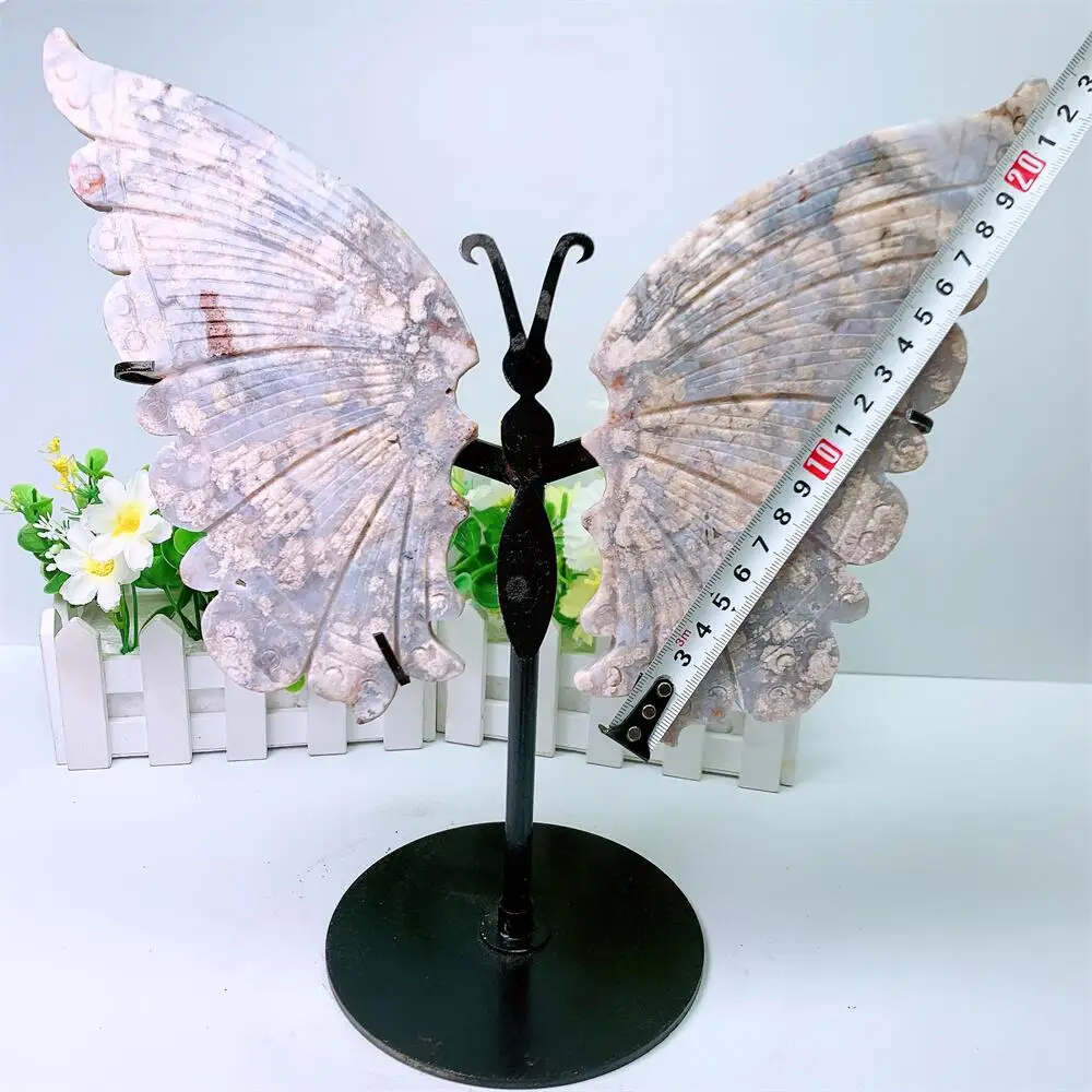 

Натуральный розовый агат с резьбой в виде крыльев бабочки, целебный кристалл Рейки, драгоценный камень, 1 пара, для домашнего декора и исцеления