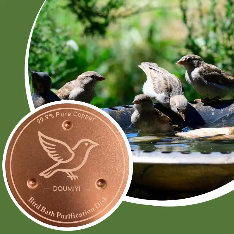 Bird Bath Copper Disk Copper Cleaning Disk Feeder Accessory Triple-Point Support Purifier Plate Patio Fountain Garden Bowl - view 5