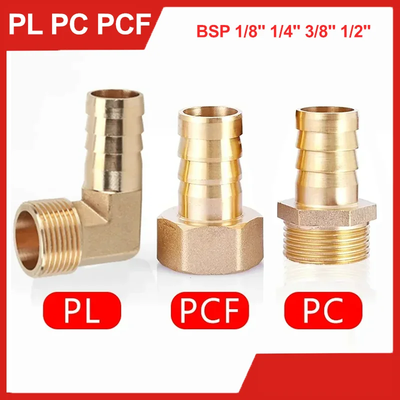 

20Pcs PC PCF PL Pagoda Connector 6 8 10 12 14 16mm Hose Barb Connector Hose Tail Thread 1/8 1/4 3/8 1/2 BSP Brass Pipe Fitting