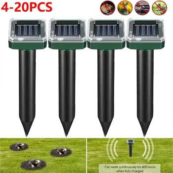 4-20Pcs Solar Mole Repeller Ultrasonic Animal Repellent Outdoor Garden Yard Bird Mouse Rodent Chaser Deterrent Pest Control Tool