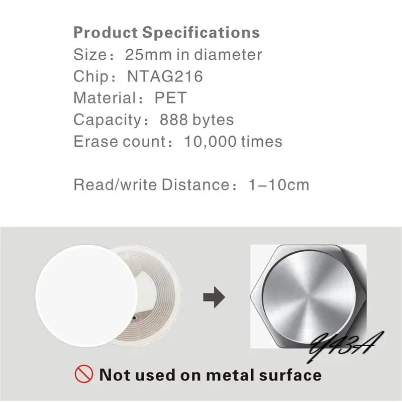 

Y43A-500Pcs NFC Ntag216 Sticker Ntag216 NFC Tags NFC 216 Tag Ntag216 NFC Cards 13.56Mhz NFC Tag Stickers 888 Bytes Memory A