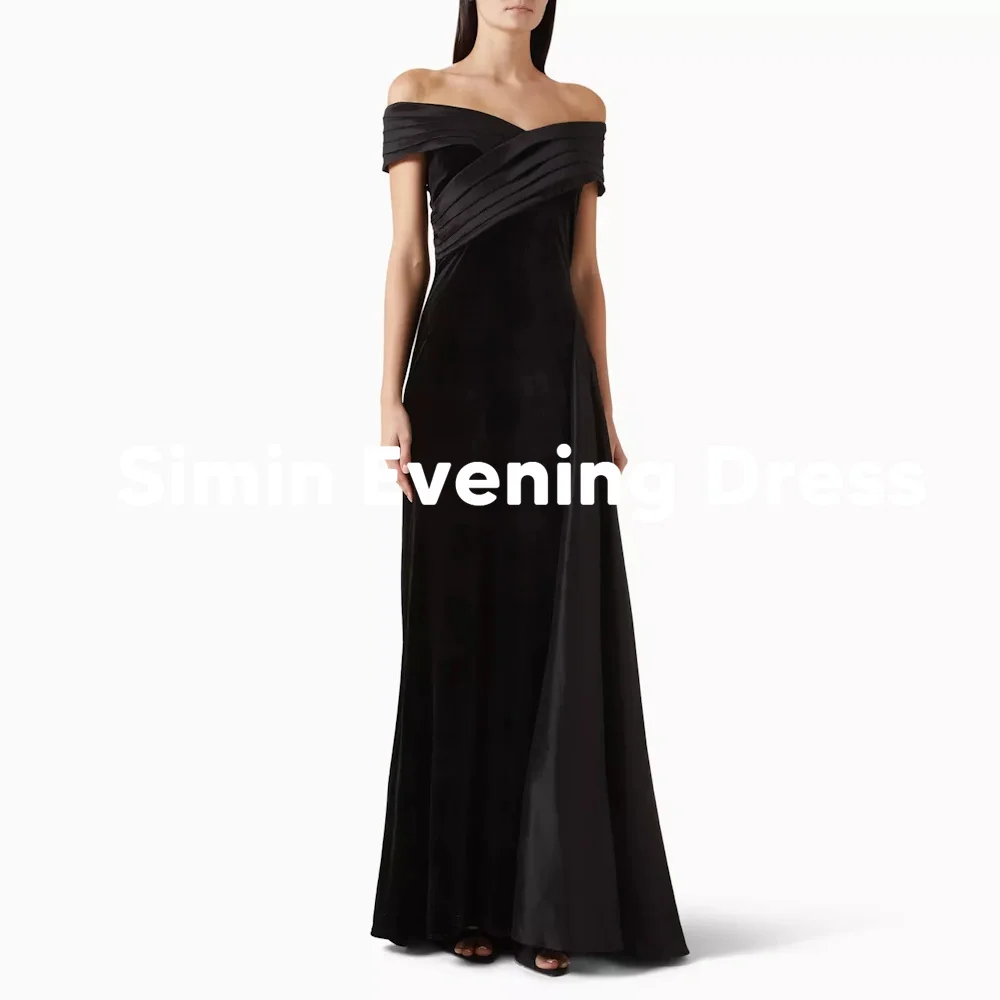 

Женские вечерние платья Simin с открытыми плечами и складками в Саудовской Аравии, вечерние элегантные платья без рукавов длиной до пола, 2025 г.
