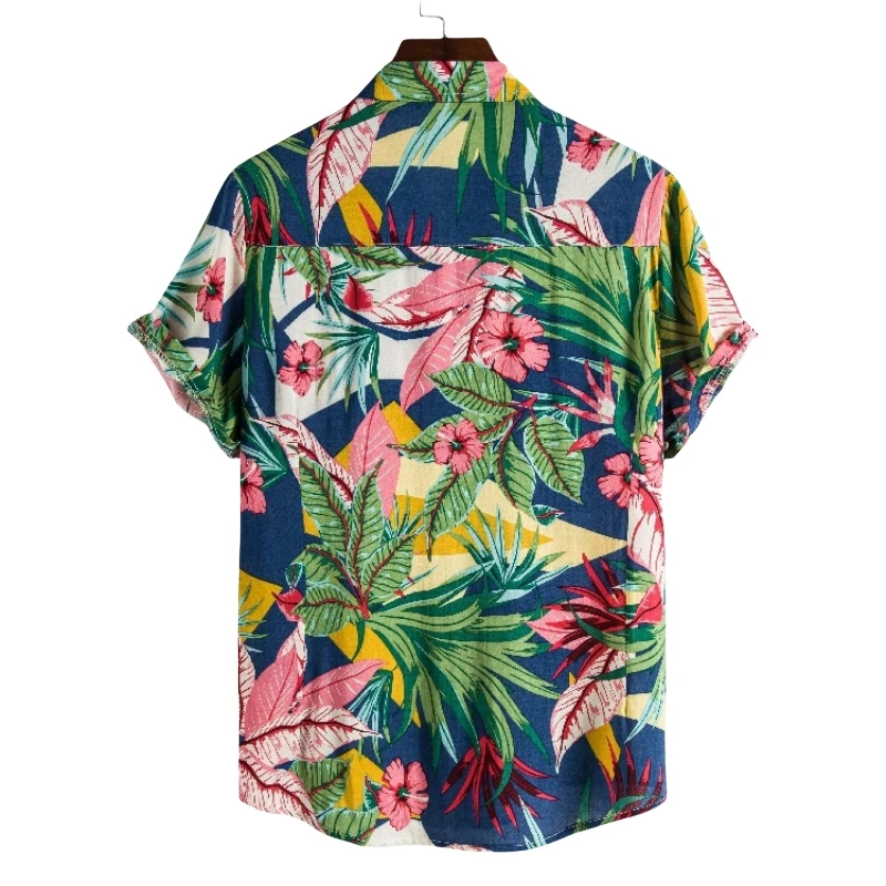 Luxury Hawaiian Men's Shirt Short Sleeve Men's Cotton T-shirt Man Shirts High Quality Fashion Clothing Blouses Social T-shirts