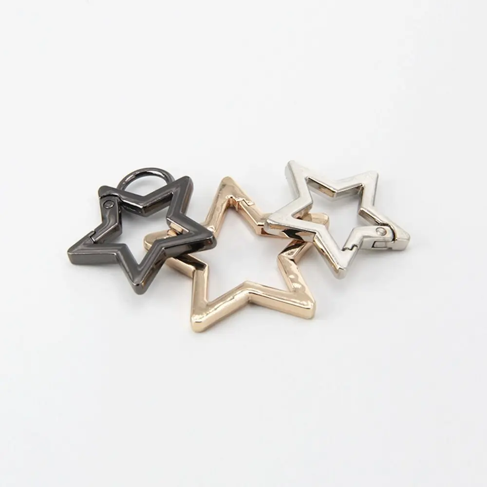 Zinc Alloy Plated Gate Spring Ring Buckles Clips Carabiner Handbags Star Shape Push Trigger Snap Hooks Carabiner Bag Keychain