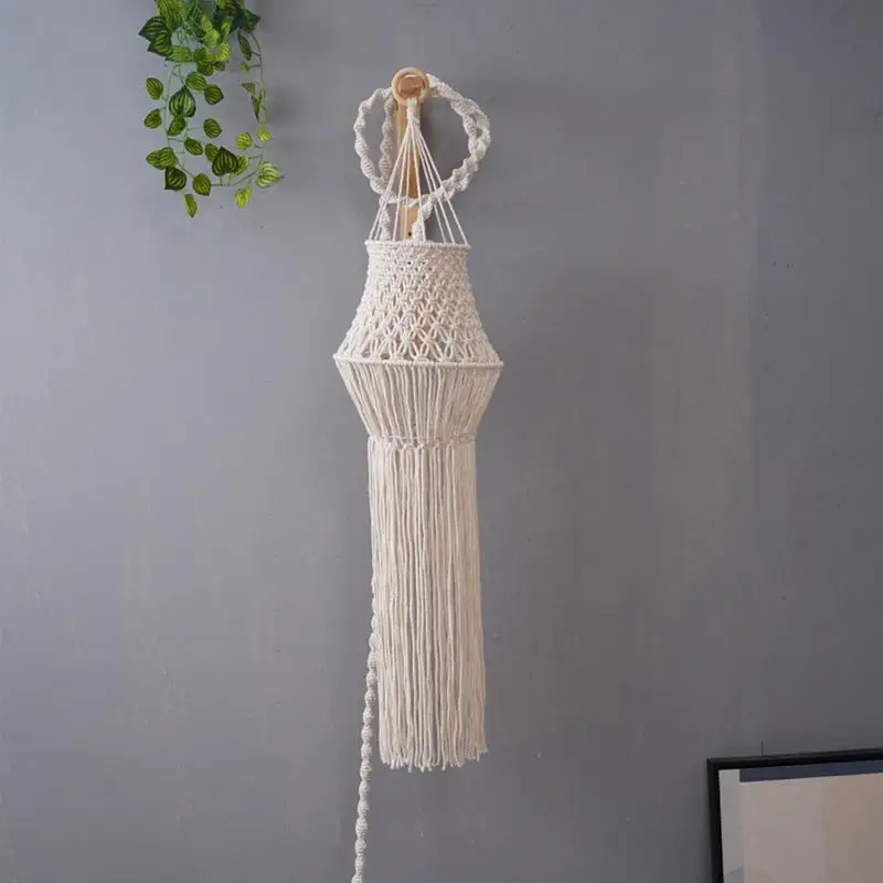 Macrame Lamp Shade Hanging Hand Woven Bohemian Lamp Shade Light Cover Modern Macrame Decor For Office Bedroom Living Room