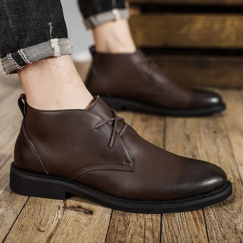 

Mens Casual Business Office Formal Dress Chelsea Boots Shoes Genuine Leather Boot Black Ankle Botas Hombre Chaussure 2024