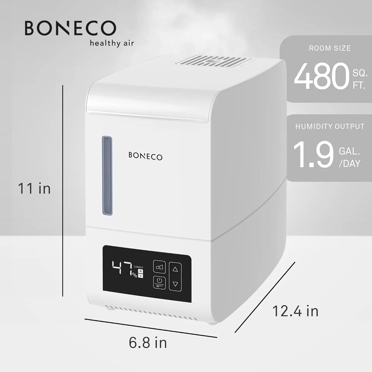 S250 Large Room Steam Humidifier with Hand Warm Mist and Digital Display