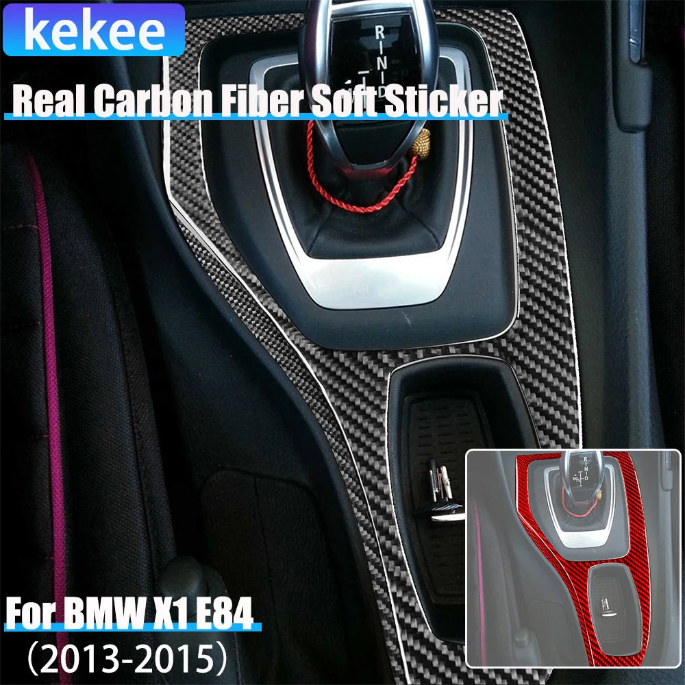 

Real Carbon Fiber Car Accessories Gear Shift Surround Decorative Interior Cover Soft Sticker For BMW X1 E84 2013 2014 2015