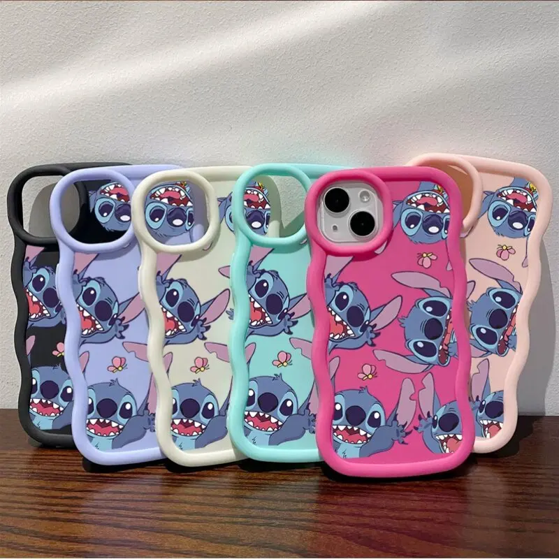 خمسة لطيف غرزة جراب هاتف آيفون 16E 15 16 14 13 12 11 برو ماكس زائد 7 + 8 + 7 8 6S زائد SE 2022 لون الحلوى غطاء سيليكون #2