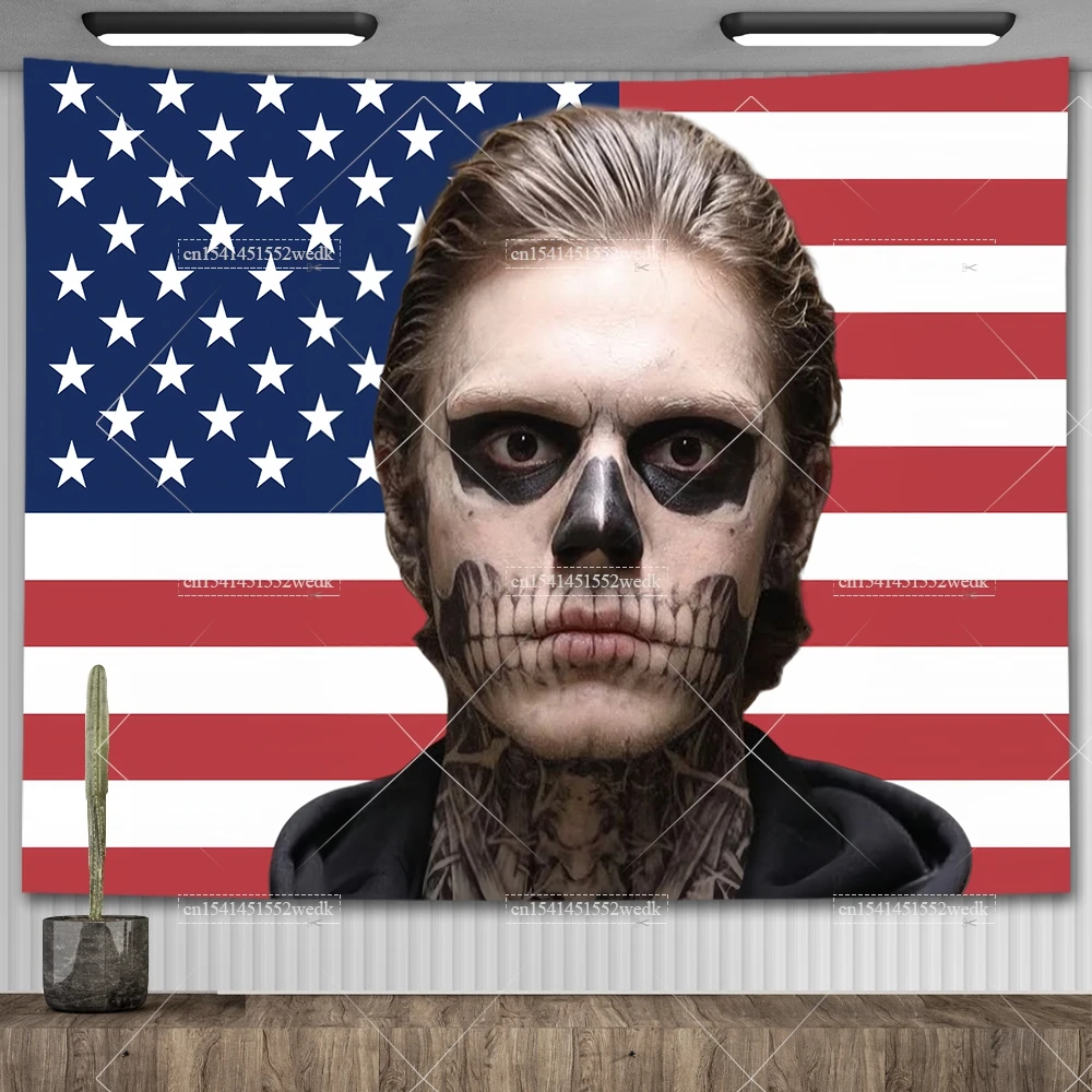 Evan Peters Tapestry American USA Flag Funny Meme Tapestry Aesthetic Bedroom Decoration Wallpapers Home Banners Party Backdrops