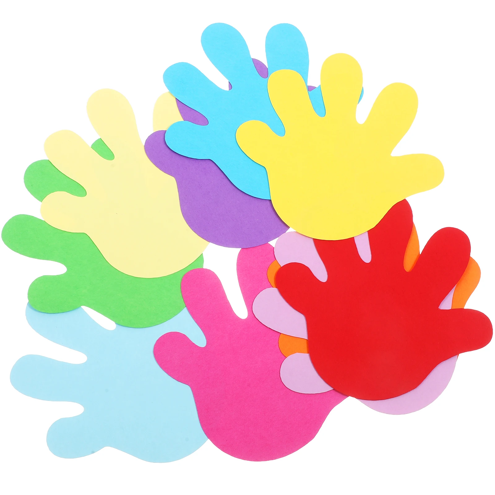 

50pcs Palm Shaped Colored Card Paper Decorative Cutouts 10cm Mixed Color Wall Art Craft School Classroom Nursery Background