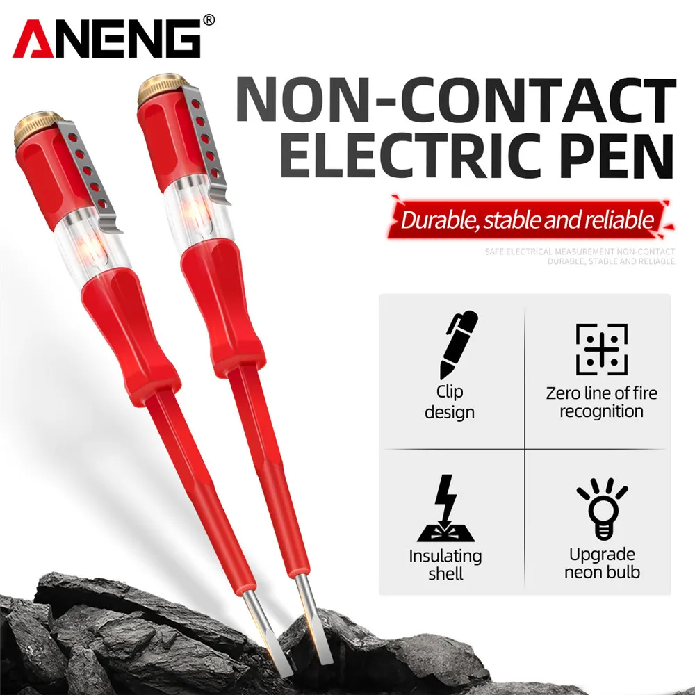 Portable Electrical Tester Pen Non-contact Insulation Test Pen Neon Bulb Screwdriver Voltage Tester for Live/Null Wire Judgment