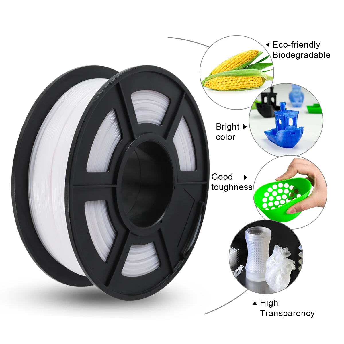 SUNLU-filamento PETG para impresora 3D, Material PETG de alta transparencia y buen brillo, 1KG, 1,75mm ± 0,02mm, 1KG/2,2 libras
