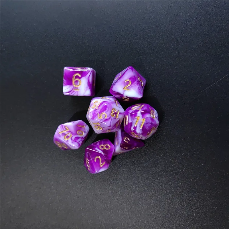 متعدد الوجهين DND النرد ، TRPG المحصنة ألعاب المجلس ، العلامة التجارية الجديدة الاكريليك مجموعة ، ثنائي اللون نمط ، D4 ، D6 ، D8 ، D10 ، D12 ، D20 ، 7 قطعة ، 1 Set #5