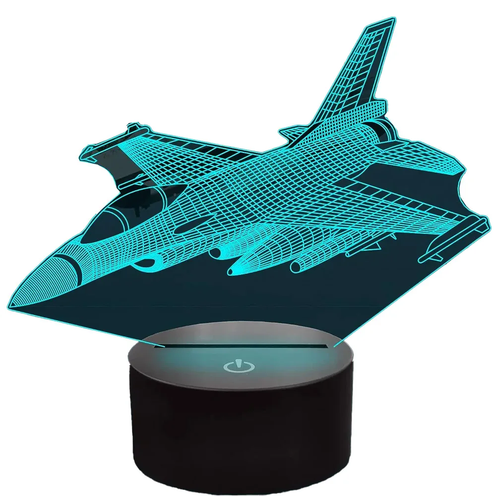 3D Visual Airplane Night Light Aircraft LED Desk Lamp 16 Colors Change Smart Touch Remote Control LED Bedside Table Desk Lamp - view 6