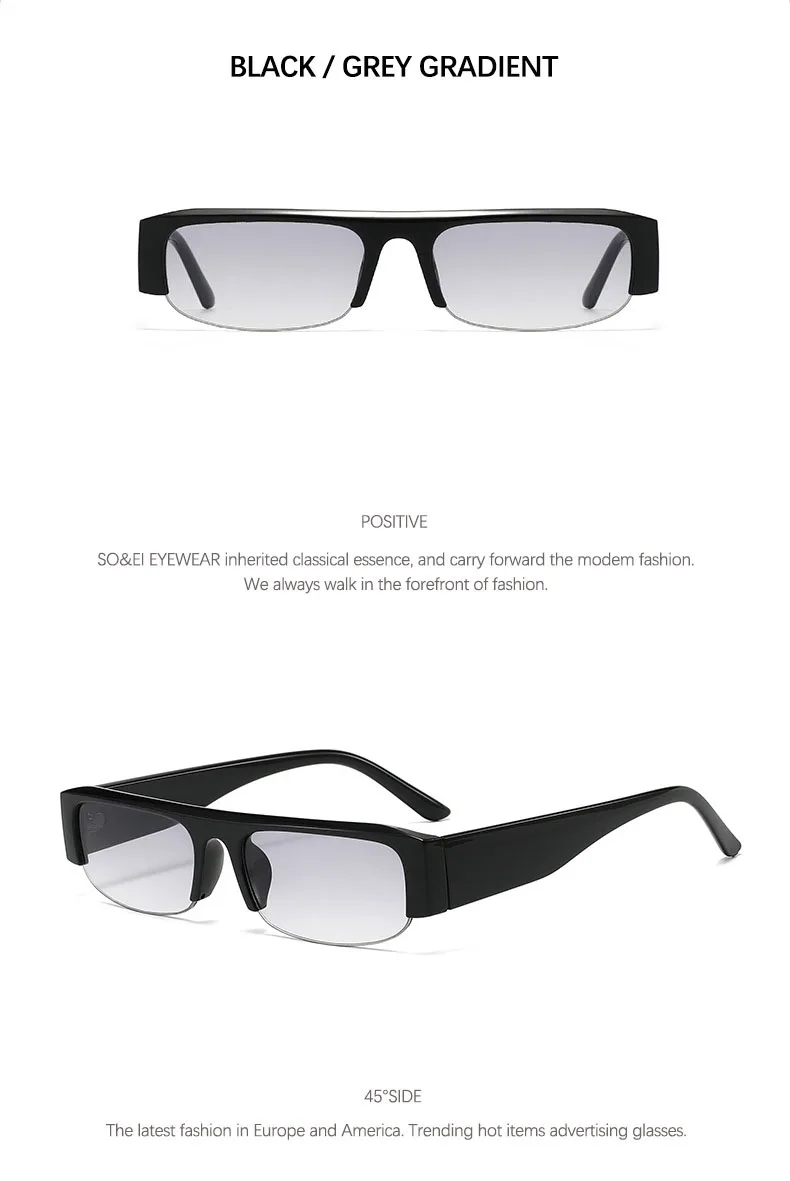 SO&EI Metallscharnier Kleine Rechteckige Sonnenbrille Photochrome Gläser UV400 Modische Halbrahmen Blaulichtfilter Brillengestelle – Detail 7