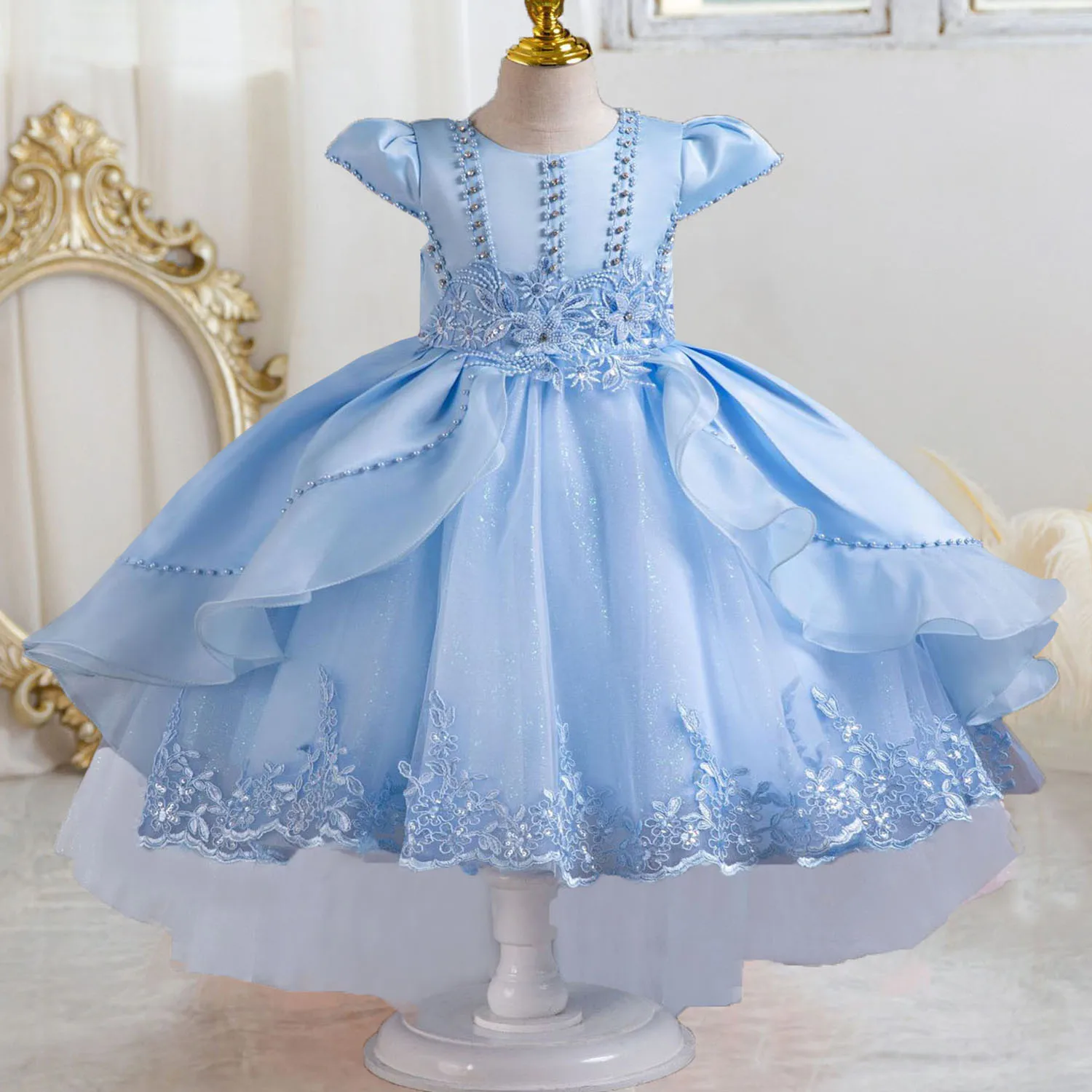 Charlotte Stylish Stunning Cap Sleeves Beaded Embroidered Flower Girl Birthday Party Formal Pageant Dance Party Dress Dress