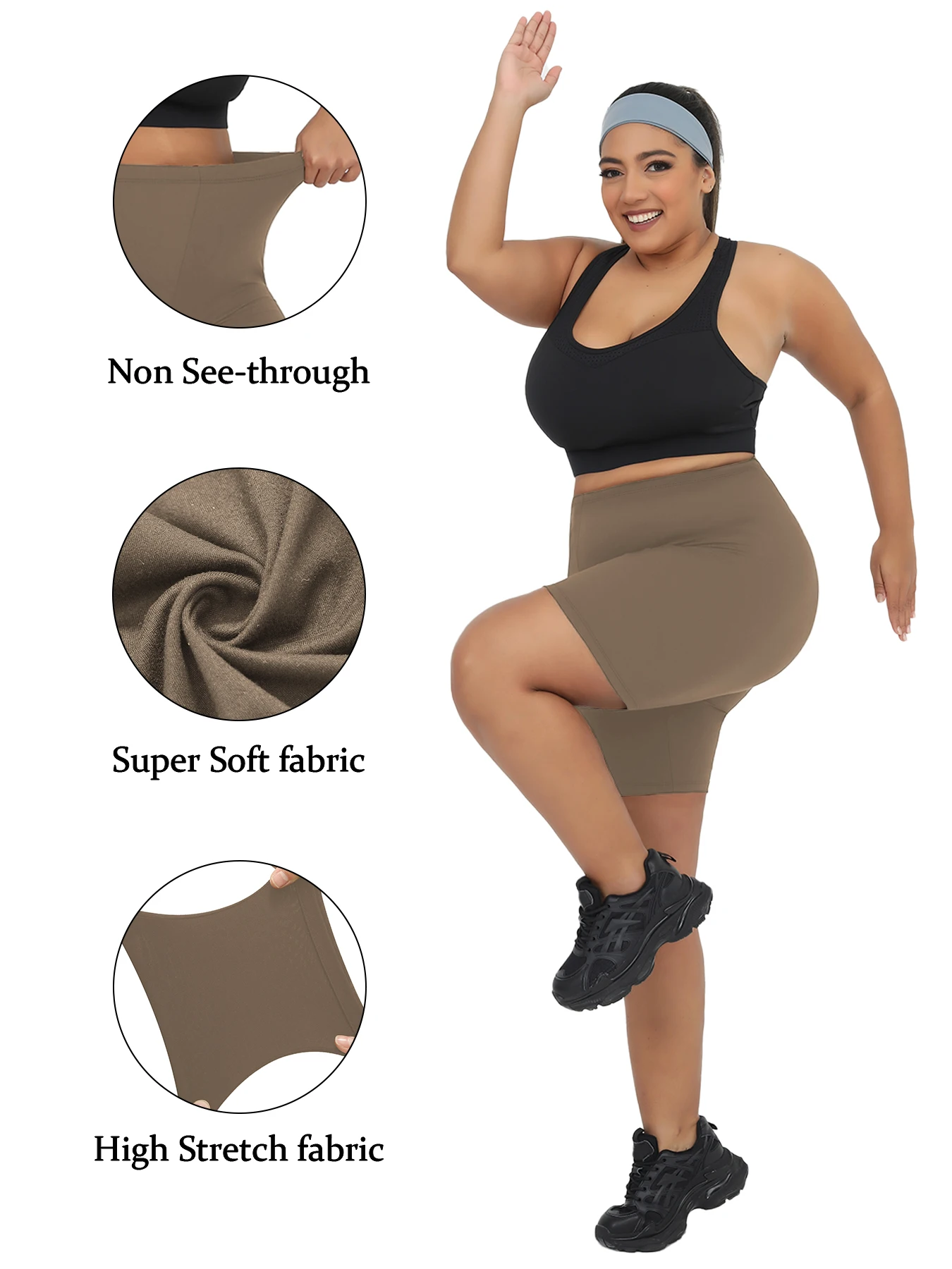 Plus Size Super Soft Biker Shorts For Women No See Through Workout Running Yoga Athletic Shorts 6"Inseam RUNNING - Image 3