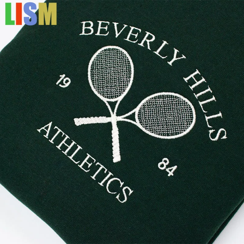 

LISM women's winter clothes y2k hoodies sweatshirt 2025 American Retro Tennis Athletic Embroidered Women Cotton Art Sweatshirts