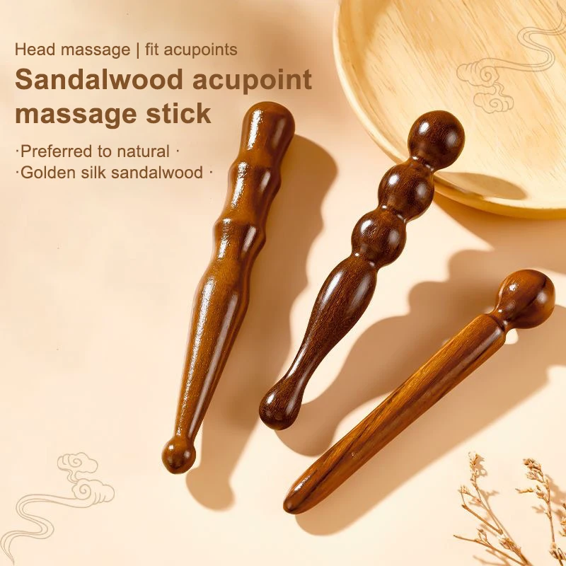 Natural Sandalwood Massager Acupoint Reflexology Tools Wood Massage Stick Tool For Full Body Relaxing Deep Tissue Foot Massage