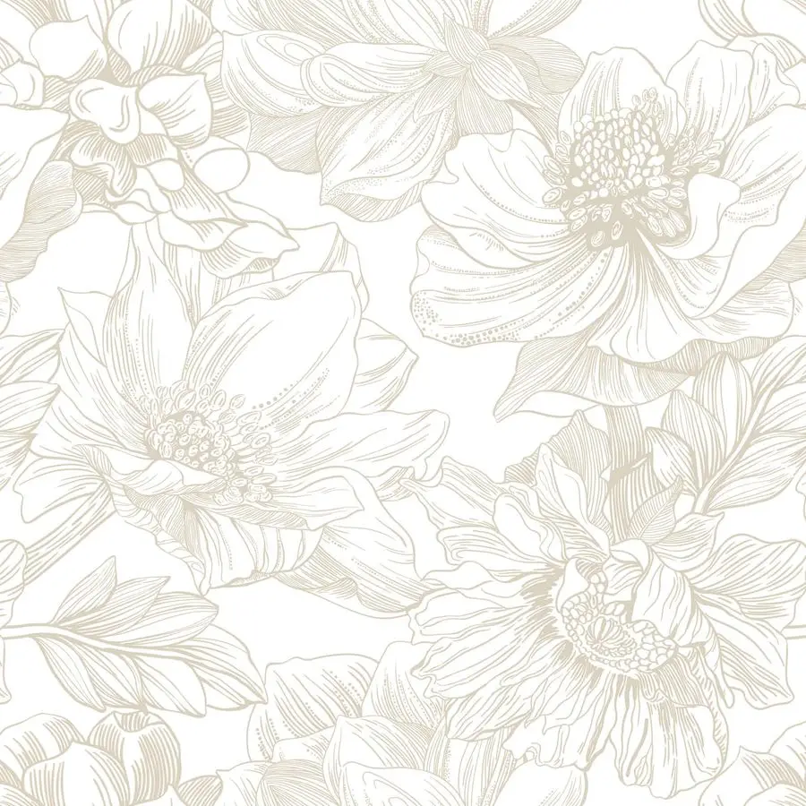 

Large Floral Peel and Stick Wallpaper Boho Beige Coffee Contact Paper 17.3inx32.8ft Modern Wall Paper Removable Self Adhesive Be