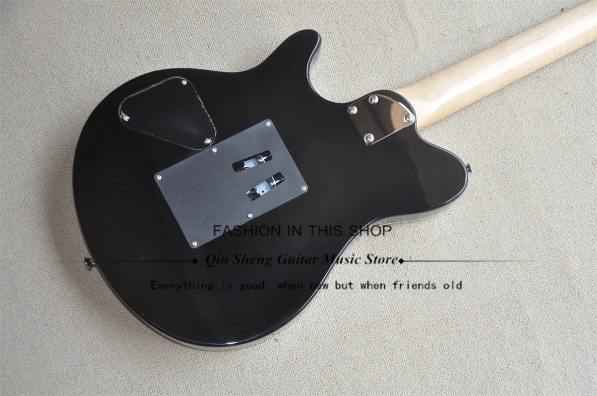 Transparent black electric guitar ERN guitar basswood body squilted maple top groove fingerboard tremolo bridge HH pickup