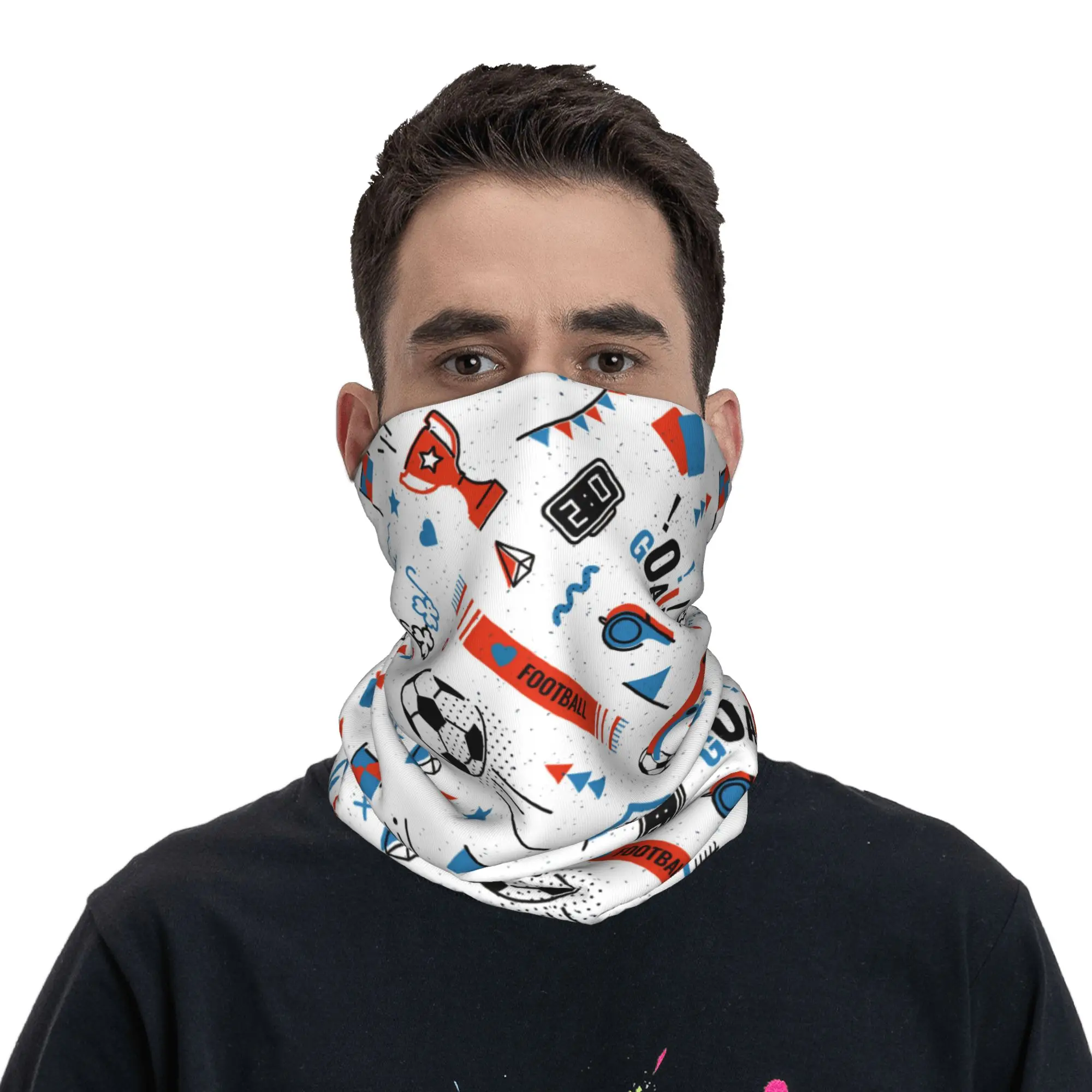 80s Memphis Style Bandana Neck Cover Soccer Football Balls Sports Mask Scarf Multi-use Cycling Scarf Fishing Unisex Washable