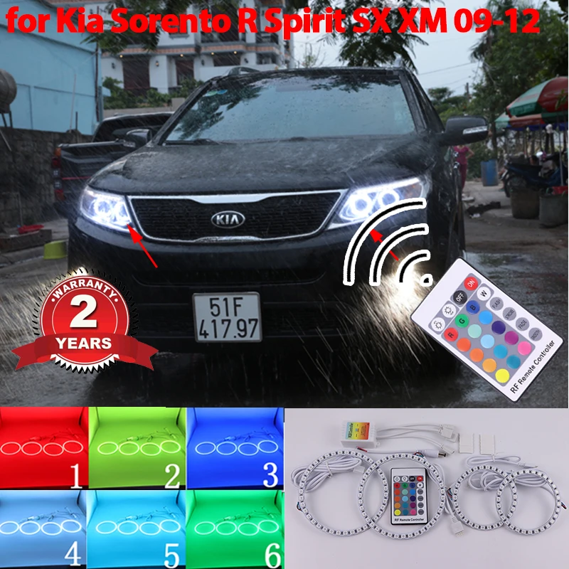 

Angel Eyes Rings Led Car Headlight Daytime Running Light for Kia Sorento R Spirit SX XM 2009-2012 RGB multi-color Remote Control
