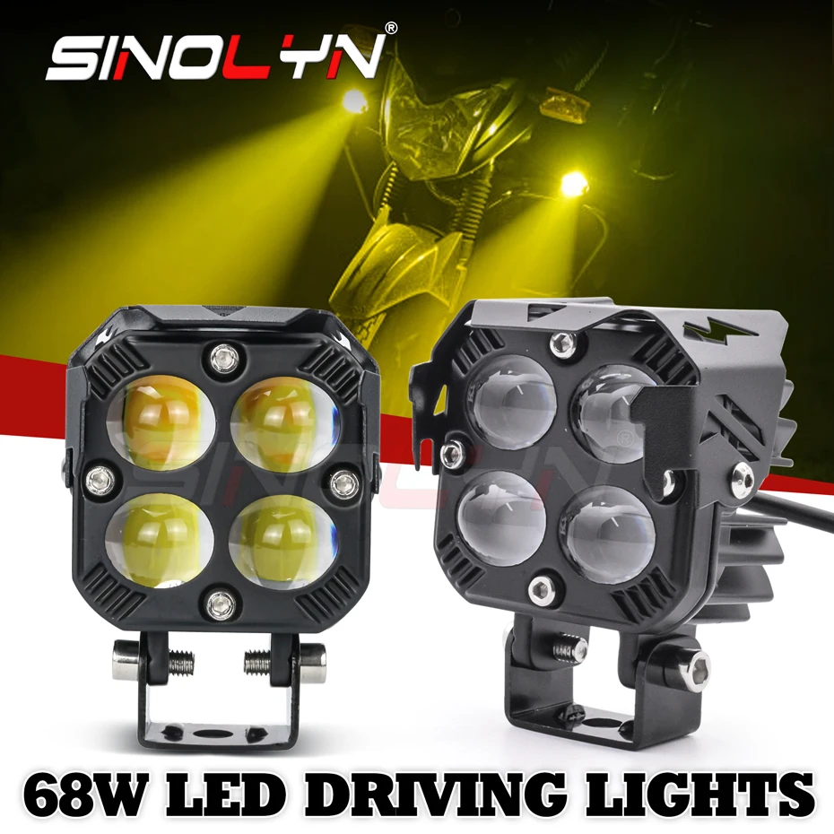 Sinolyn 3 Modes LED Spotlights Dual Color Hi/Lo Beam Fog Lights LED Work Lights For Motorcycle Car Offroad 4x4 Tractor Styling