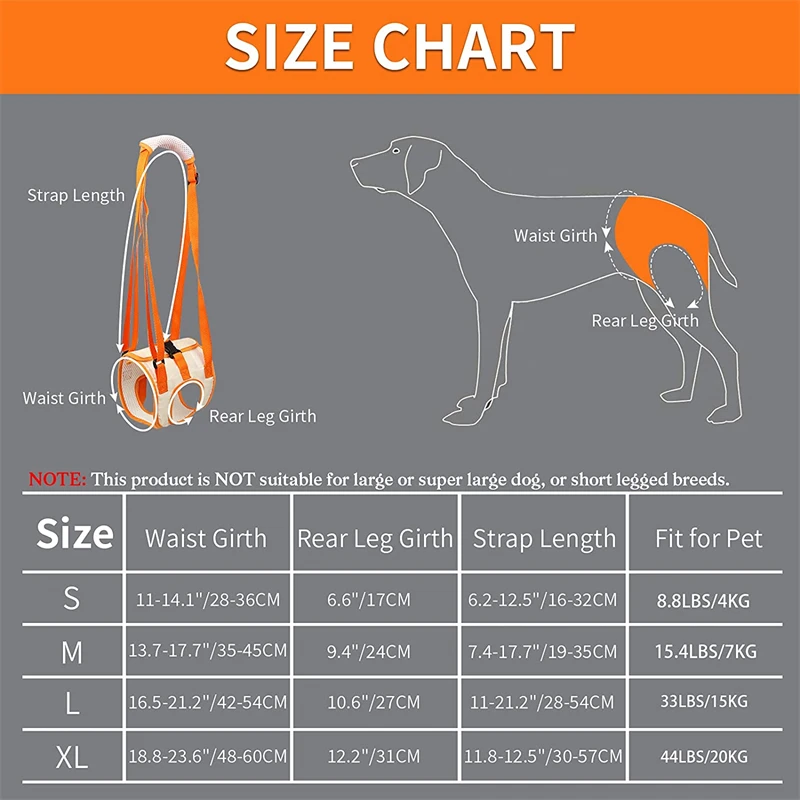 Adjustable Dog Sling Back Legs Hip Support Pet Accessories for Canine Aid and Ligament Rehabilitation Dog Lift Harness