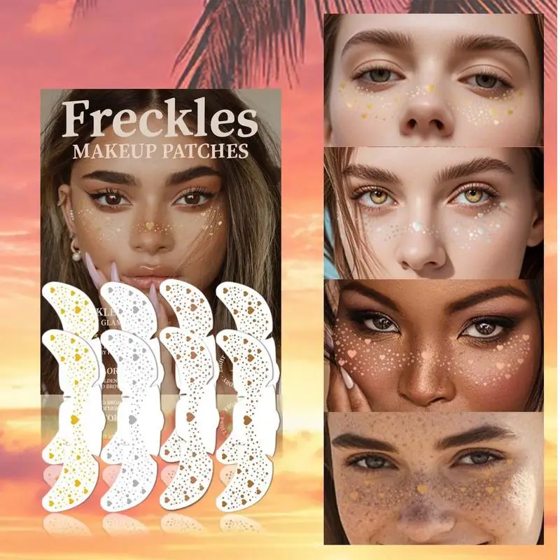 Face Glitter freckles Patches 8X Face Makeup Glitter Speckles Stickers Waterproof Temporary Face Freckles for Women